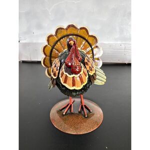 Hand Painted Colorful Metal Turkey Statue